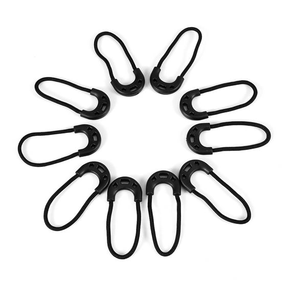 Tebru zipper pull fits, zipper pulls slider,10pcs/bag EDC Black Small Zipper Pulls Cord Rope For Outdoor Travel Clothing Backpack Accessory