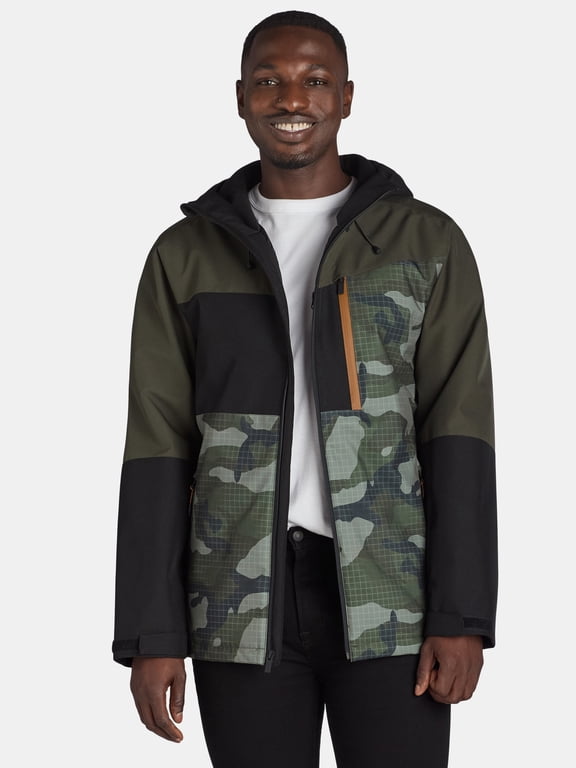 Men’s Colorblock Ski Snowboard Hooded Jacket, Heavyweight, Sizes S-2XL