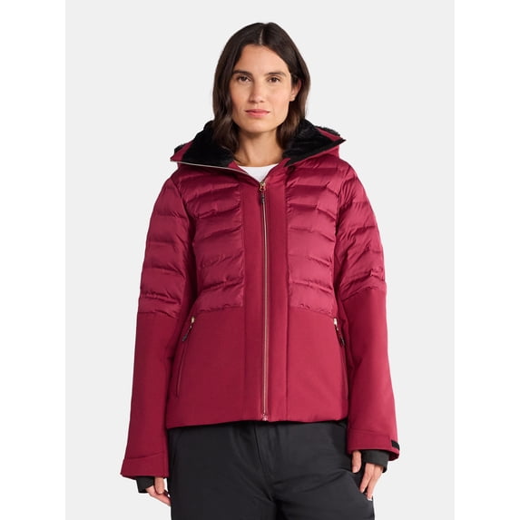 Tec-One Women's and Women's Plus Quilted Mixed Media Ski Snowboard Jacket, Sizes XS-3X