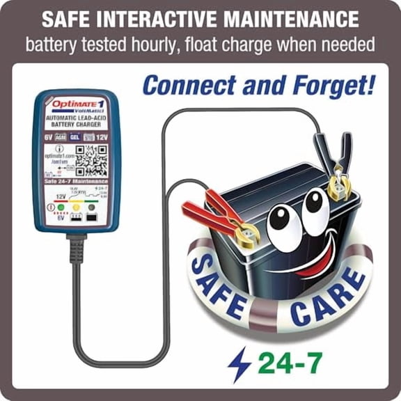 TecMATE Optimate 1 VoltMATIC, TM-401a, Bronze Series: 4-Step 6V / 12V (0.6A), Battery Charger & maintainer,Blue