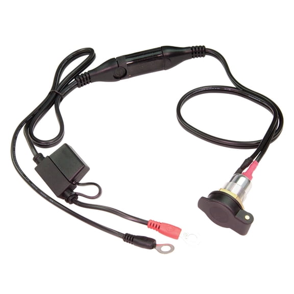 TecMate OptiMate Cable O-18, Metal Bike Socket, Panel Mount, With Battery Lead