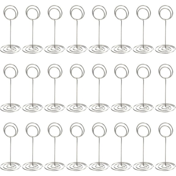 TecUnite 24 Pack 3.35 Inch Table Number Holder Place Card Wire Photo Holder Picture Name Menu Clips Memo Note Cards Stand for Wedding Reception Anniversary Birthday Party Centerpieces(Black)
