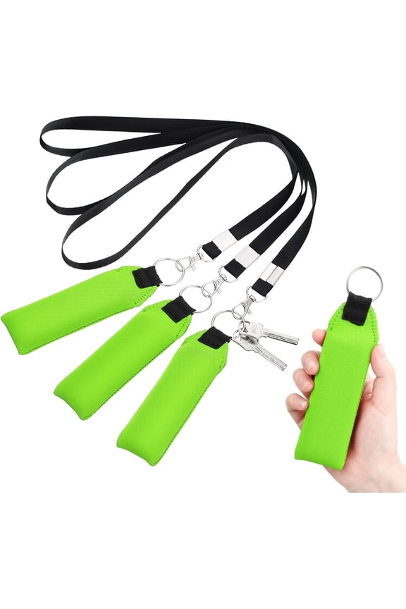 TecUnite Floating Neoprene Boat Keychain, 3 Pack Key Chain and Lanyard, Floatable Foam Key Fob for Water Sports