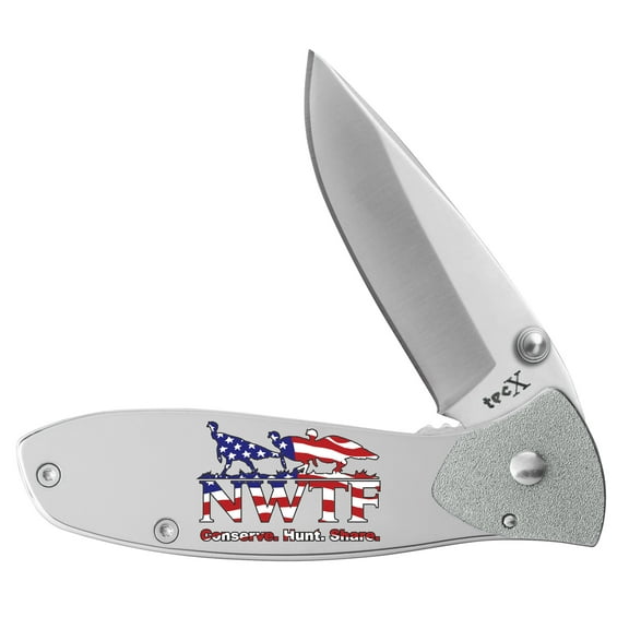 TecX® National Wild Turkey Federation Polished Stainless Tags-L (T0103.75) Pocket Knife
