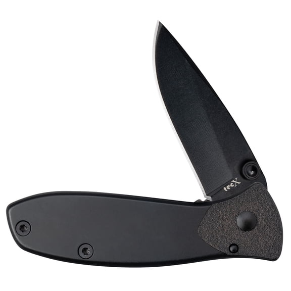 TecX® Tags-L Black Stainless Steel Drop Point Pocket Knife