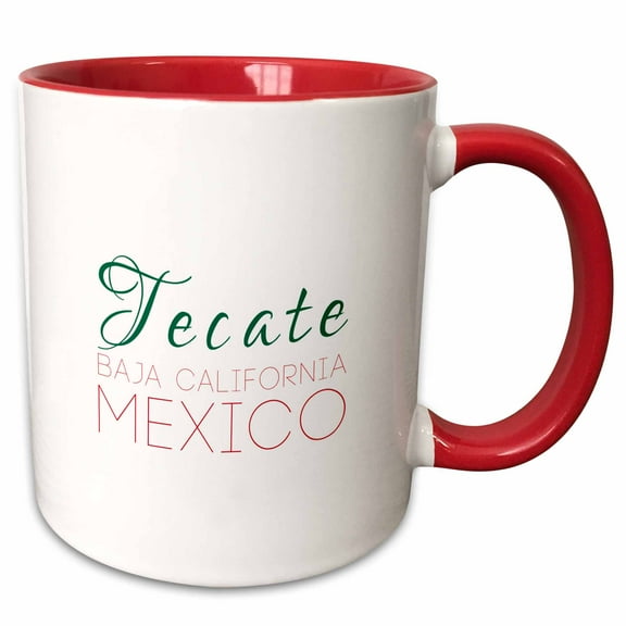 3drose, Tecate Baja California National Colors Patriot Mexico Home Town, 15oz Two-tone Red Mug
