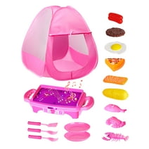 Tecboss Baby Play House, 17 Pcs Kids Camping Pop up Play Tent with LED Music Kitchen Set - The Best Christmas Gifts Toys Play Tent Set for 3 4 5 Year Old Girls Toddler Indoor/Outdoor