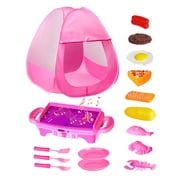 Tecboss Baby Play House, 17-Piece Camping Pop-Up Play Tent with LED Music Kitchen Set