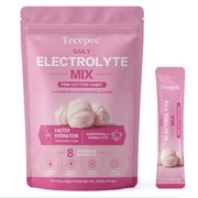 Tecepec Daily Electrolyte Mix Powder Packets, Pink Cotton Candy Flavor, Hydration Drink Supplement with Potassium, Sodium & B Vitamins, 15 Stick Packs