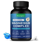 Tecepec Magnesium Complex Supplement, 10 in 1 Elemental Magnesium Blend, Supports Bone, Muscle & Overall Wellness, 1000 mg Per Serving, 120 Vegetarian Capsules