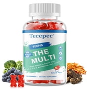 Tecepec Multivitamin Gummies for Teens, Daily Multi Vitamin with A C D3 E B Complex, Zinc, Magnesium & Superfood Blend, Vegan Non GMO, 60 Gummies
