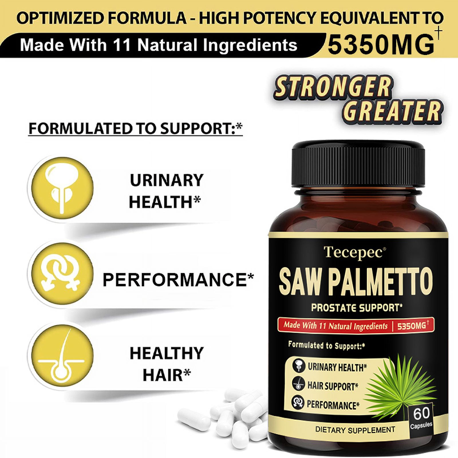 Tecepec Saw Palmetto Capsules Contains Ginger, Holy Basil, and More