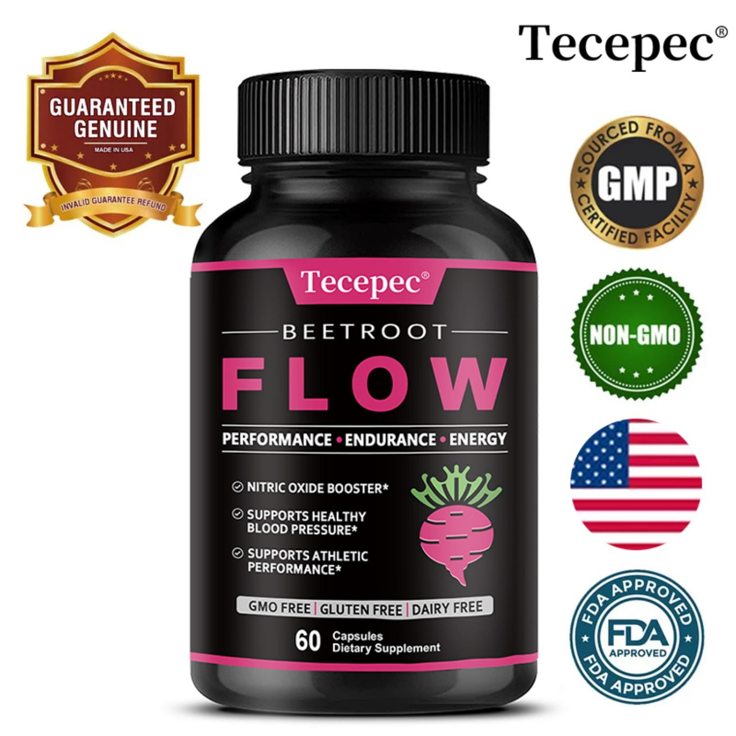 Tecepec Pure Beet Root Extract Capsules Natural Blood Pressure
