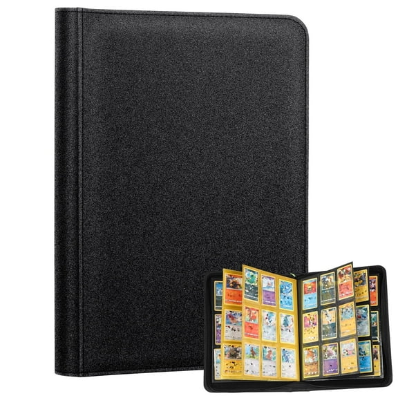 Tecfino Card Binder 9 Pocket Trading Card Zip Binder For 432 Cards, 24 Side-Loading Pages Folder for Baseball Football Sports Play Cards