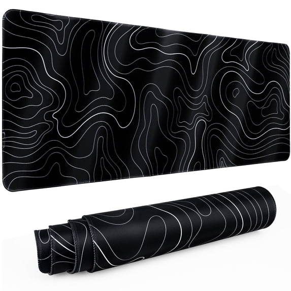 Tecfino Gaming Mouse Pad with Stitched Edges,31.5" x 11.8" Extended Desk Mat Pad 3mm Thick Anti-Slip Rubber Base Keyboard Pad for Gamer Office & Home,Black