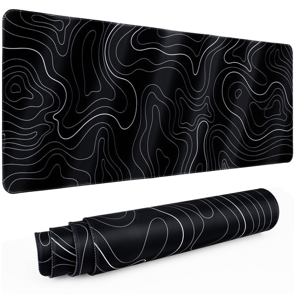 Tecfino Gaming Mouse Pad with Stitched Edges,31.5" x 11.8" Extended Desk Mat Pad 3mm Thick Anti-Slip Rubber Base Keyboard Pad for Gamer Office & Home,Black