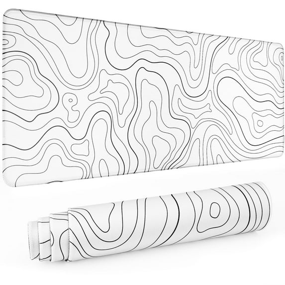 Tecfino Gaming Mouse Pad with Stitched Edges,31.5" x 11.8" Extended Desk Mat Pad for Keyboard and Mouse 3mm Thick Anti-Slip Rubber Base for Gamer Office & Home,White