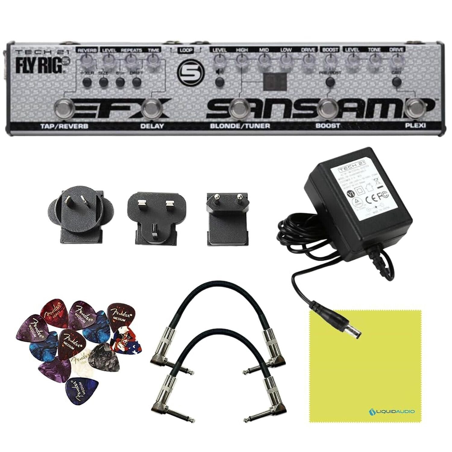 Tech 21 FL5-V2 Fly Rig 5 V2 Multi-Effects Pedal XLR Output Bundle w/ 2x Struk...