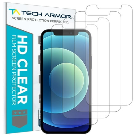 Tech Armor HD Clear Film Screen Protector Designed for Apple iPhone 12 and iPhone 12 Pro 6.1 Inch 4 Pack 2020