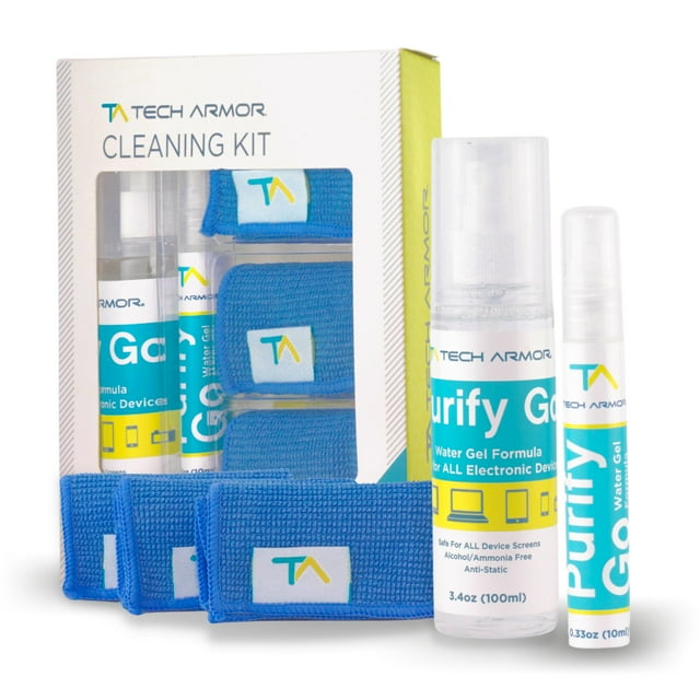 Tech Armor Screen Cleaner Kit (3.4oz + 0.8oz) Spray + 2 Cloths for