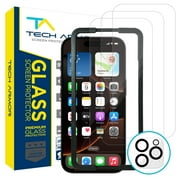 Tech Armor Screen Protector for iPhone 16 Pro Max - Ballistic Tempered Glass, Case Friendly, Sensor Protection, HD, 9H Hardness, 3 Pack + Bonus Camera Lens Protector