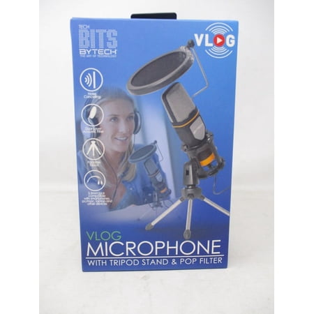 Tech Bits Bytech VLOG Microphone with Tripod Stand & Pop Filter