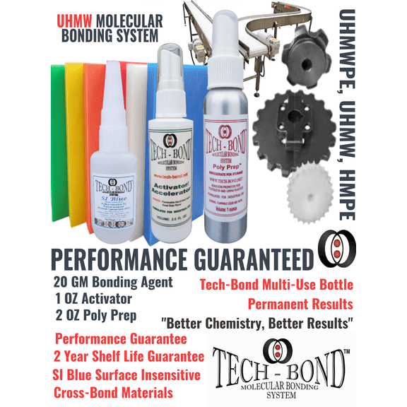 Tech-Bond Solutions UHMW Molecular Bonding System Adhesive Glue, Clear