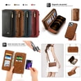 thumbnail image 1 of Tech Circle iPhone 12 Pro Max Wallet Case with Card Slot Premium Soft PU Leather Zipper Flip Folio Wallet with Wrist Strap Protective for iPhone 12 Pro Max Case,Brown, 1 of 9