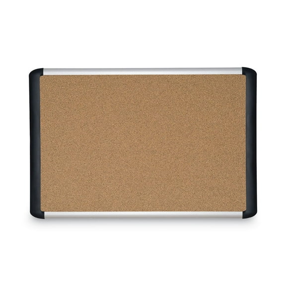 MasterVision 560375093354 48 in. x 36 in. Tech Cork Board - Tan Surface, Silver/Black Aluminum Frame