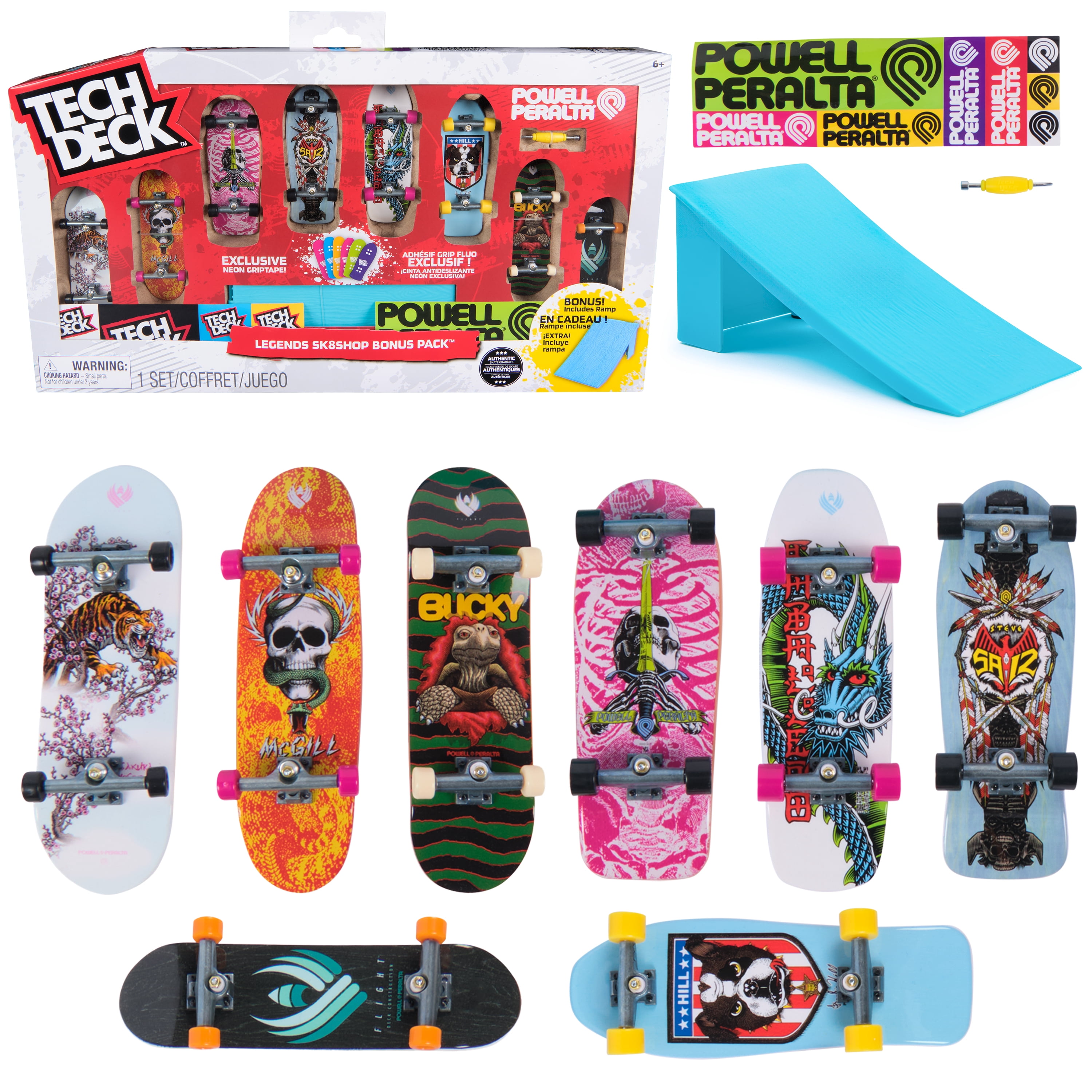 Tech Deck Powell Peralta Sk8shop Bonus Pack with Ramp, Includes 8