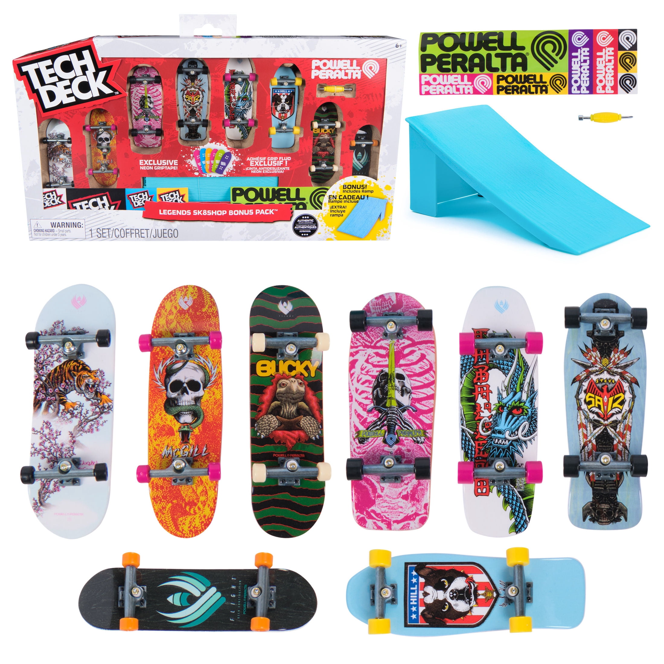 Tech Deck Powell Peralta Sk8shop Bonus pack with Ramp, Includes 8