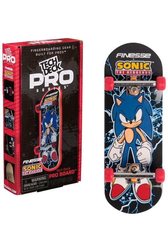 , Finesse X Sonic The Hedgehog Pro Series Finger Board with Storage Display, Mini Skateboards, Ages 6+