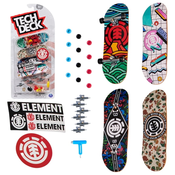 Tech Deck, Ultra DLX Fingerboard 4-Pack, Element Skateboards