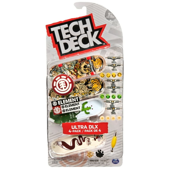 Tech Deck, Ultra DLX Fingerboard 4-Pack, Element Skateboards
