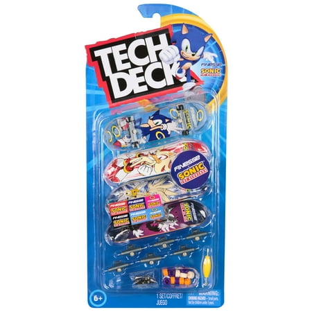 Tech Deck, Ultra DLX Fingerboard 4-Pack, Finesse + Sonic the Hedgehog