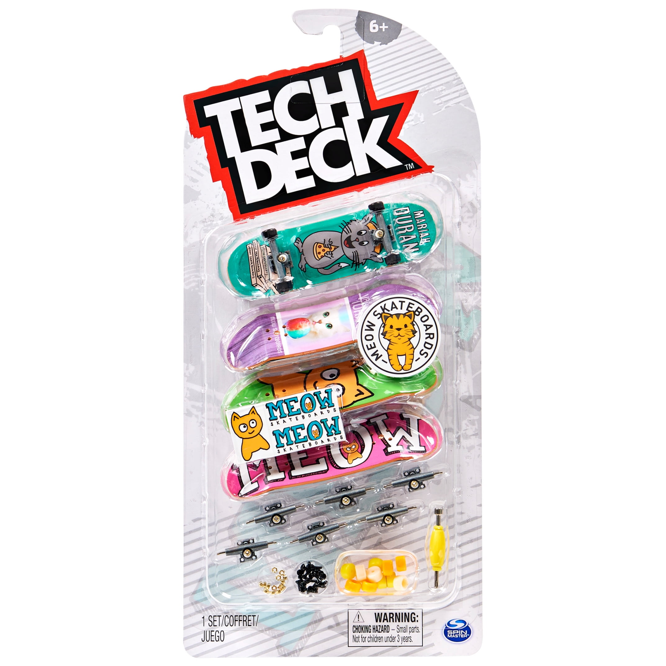 Tech Deck, Ultra DLX Fingerboard 4-Pack, Meow Skateboards