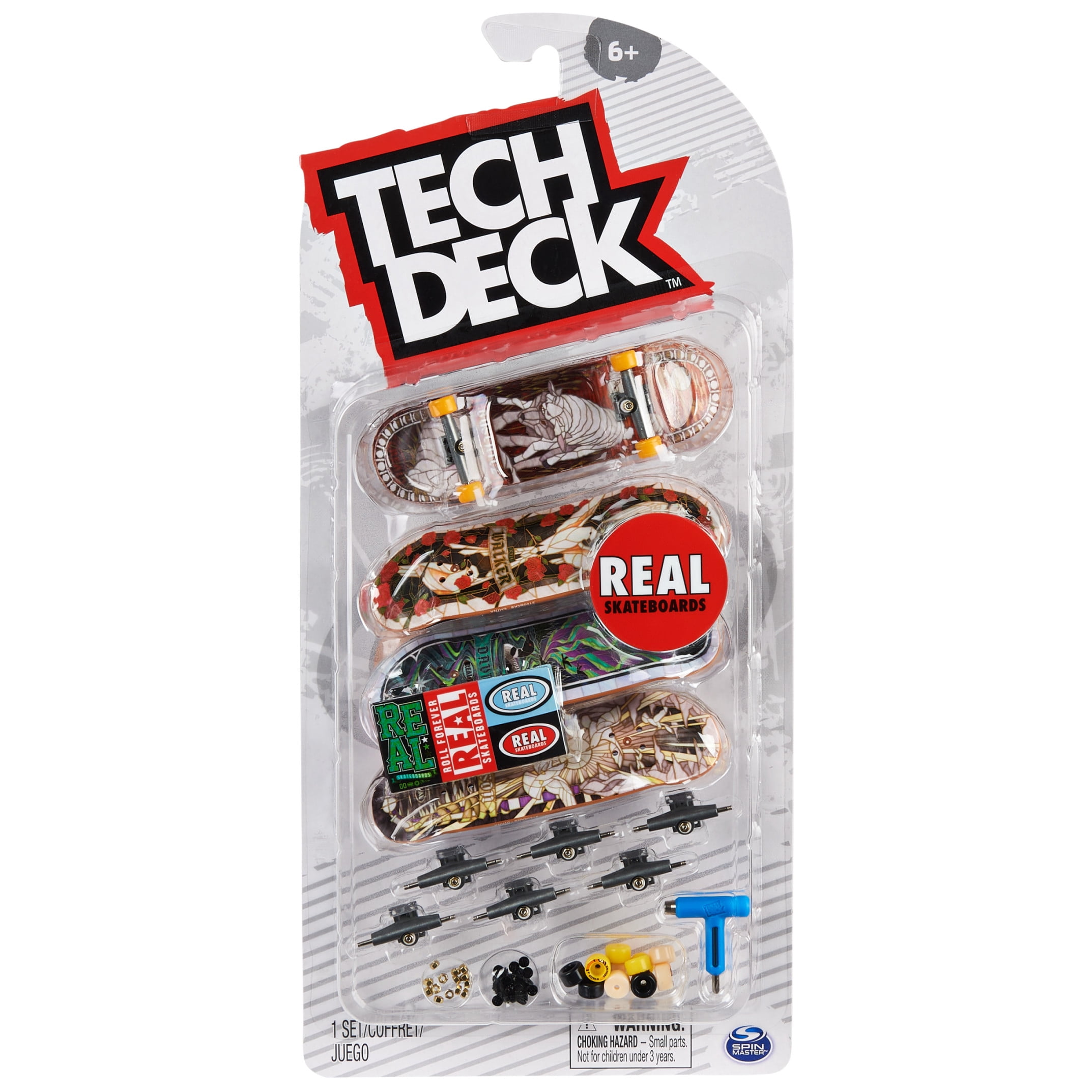 Tech Deck, Ultra DLX Fingerboard 4-Pack, Real Skateboards, for