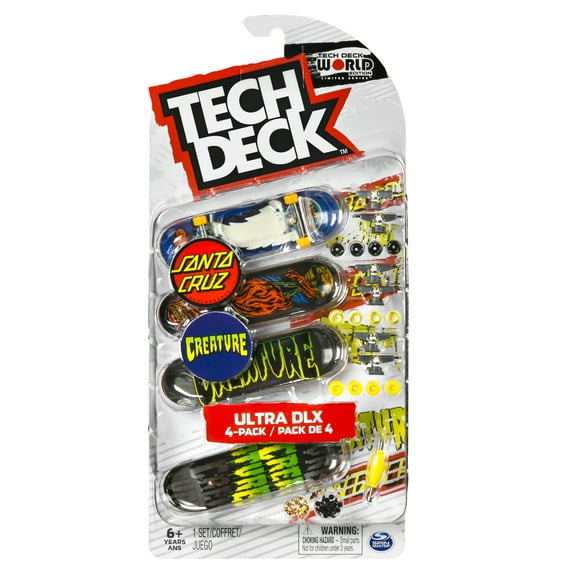 Tech Deck, Ultra DLX Fingerboard 4-Pack, Santa Cruz/Creature