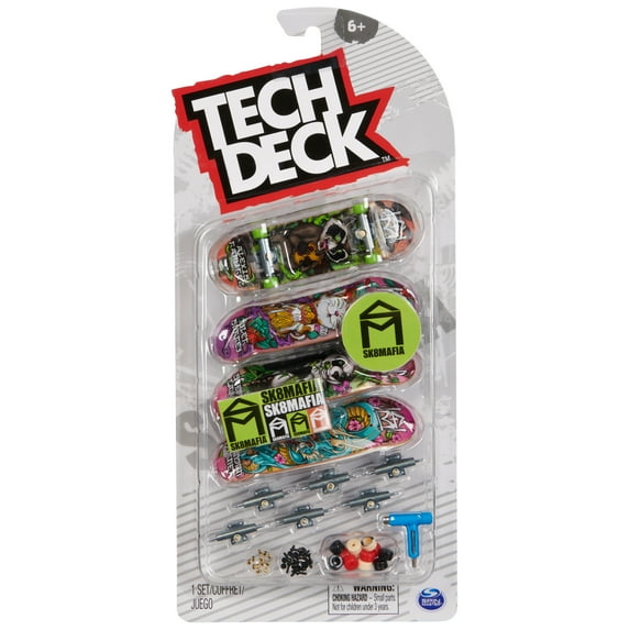 Tech Deck, Ultra DLX Fingerboard 4-Pack, Sk8Mafia, Collectible and Customizable Mini Skateboards, Kids Toys for Ages 6 and up