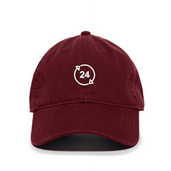Tech Design 24 Hours Active Baseball Cap Embroidered Cotton Adjustable Dad Hat Burgundy