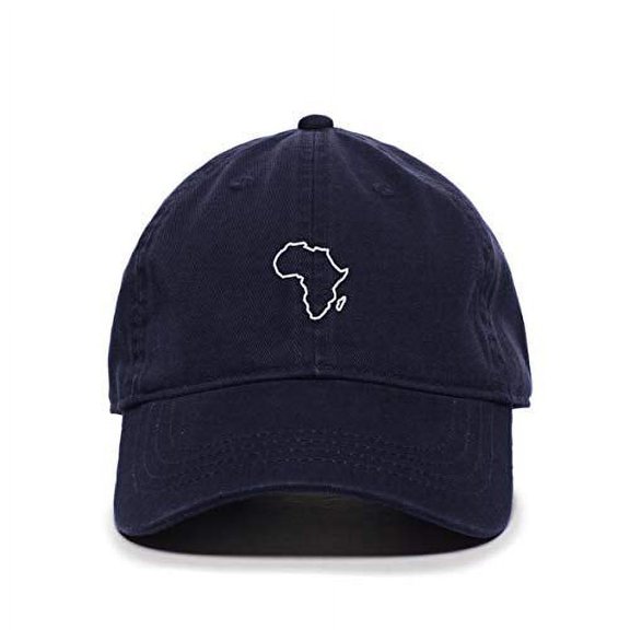 Tech Design Africa Map Baseball Cap Embroidered Cotton Adjustable Dad Hat Navy