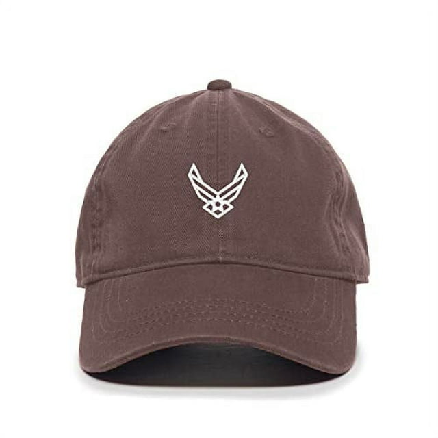 Tech Design Airforce Logo Baseball Cap Embroidered Cotton Adjustable Dad Hat Brown