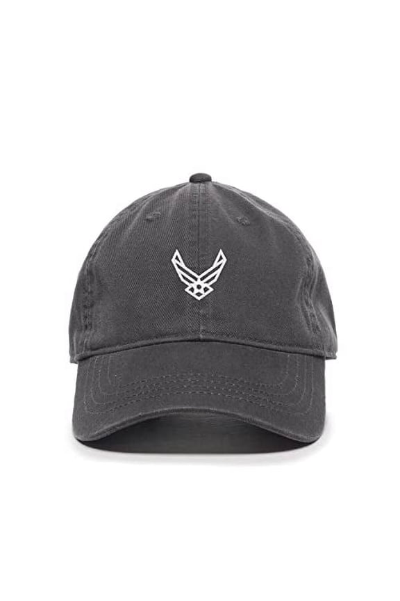 Airforce Logo Baseball Cap Embroidered Cotton Adjustable Dad Hat Charcoal