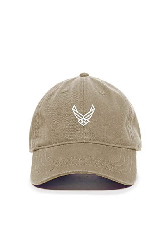 Airforce Logo Baseball Cap Embroidered Cotton Adjustable Dad Hat Khaki