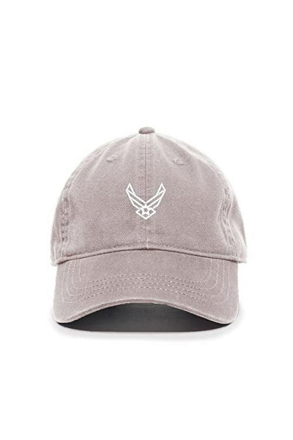 Airforce Logo Baseball Cap Embroidered Cotton Adjustable Dad Hat Light Grey