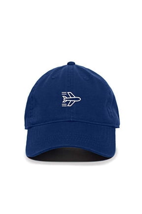 Airplane Flying Baseball Cap Embroidered Cotton Adjustable Dad Hat Royal Blue