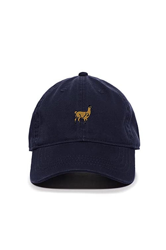 Alpaca Baseball Cap Embroidered Cotton Adjustable Dad Hat Navy