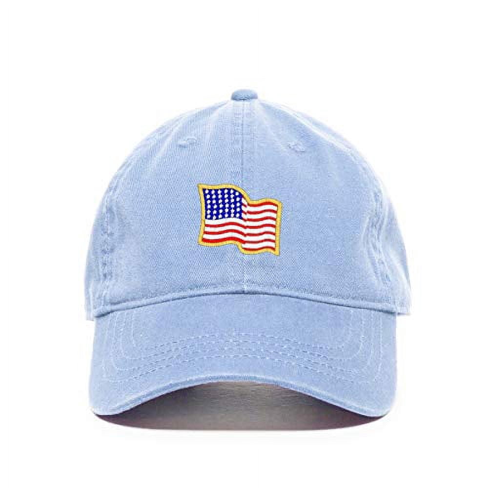 Tech Design American Flag Baseball Cap - Embroidered Cotton Adjustable Dad Hat, Royal Blue
