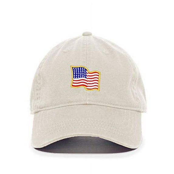 Tech Design American Flag USA Waiving Flag Baseball Cap Embroidered Cotton Adjustable Dad Hat