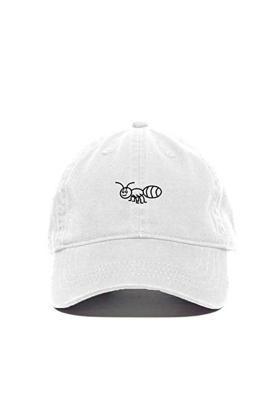 Ant Baseball Cap Embroidered Cotton Adjustable Dad Hat White